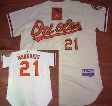 Baltimore Orioles #21 Nick Markakis Cream Jerseys,We sell and wholesale Baltimore Orioles #21 Nick Markakis Cream Jerseys on line form chian!