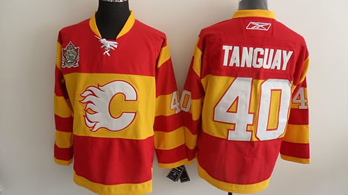 Calgary Flames #40 Tanguay Red with HC patch Jerseys,We sell and wholesale Calgary Flames #40 Tanguay Red with HC patch Jerseys on line form chian!