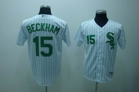 Chicago White Sox #15 beckham white(green strip),We sell and wholesale Chicago White Sox #15 beckham white(green strip) on line form chian!