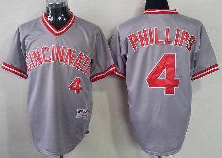 Cincinnati Reds #4 Brandon Phillips Gray Cooperstown Jerseys,We sell and wholesale Cincinnati Reds #4 Brandon Phillips Gray Cooperstown Jerseys on line form chian!