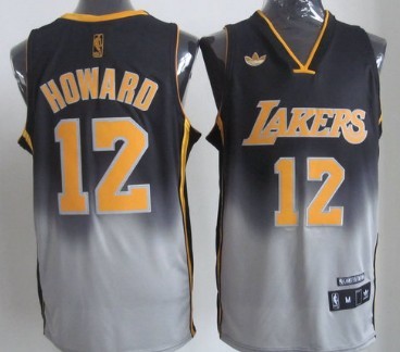 Los Angeles Lakers #12 Dwight Howard Black And Gray Fadeaway Fashion Jerseys,We sell and wholesale Los Angeles Lakers #12 Dwight Howard Black And Gray Fadeaway Fashion Jerseys on line form chian!