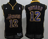 Los Angeles Lakers #12 Dwight Howard Black With Purple Swingman Jerseys