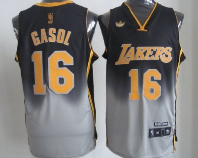 Los Angeles Lakers #16 Paul Gaslo Black And Gray Fadeaway Fashion Jerseys,We sell and wholesale Los Angeles Lakers #16 Paul Gaslo Black And Gray Fadeaway Fashion Jerseys on line form chian!
