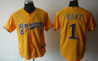 Milwaukee Brewers #1 Hart Yellow Jerseys,We sell and wholesale Milwaukee Brewers #1 Hart Yellow Jerseys on line form chian!