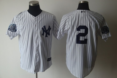 New York Yankees #2 Jeter White Black number Strip Derek Jeter patch Jerse,We sell and wholesale New York Yankees #2 Jeter White Black number Strip Derek Jeter patch Jerse on line form chian!