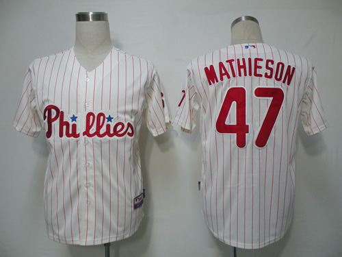 Philadelphia Phillies #47 Mathieson Cream(red strip) Cool Base Jerseys,We sell and wholesale Philadelphia Phillies #47 Mathieson Cream(red strip) Cool Base Jerseys on line form chian!