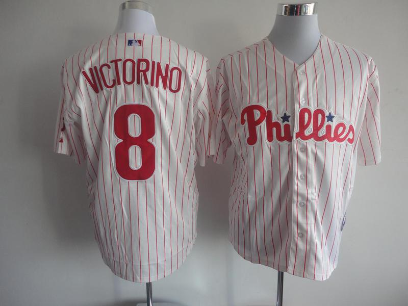 Philadelphia Phillies #8 Shane Victorino white with red pinstripe Jerseys,We sell and wholesale Philadelphia Phillies #8 Shane Victorino white with red pinstripe Jerseys on line form chian!