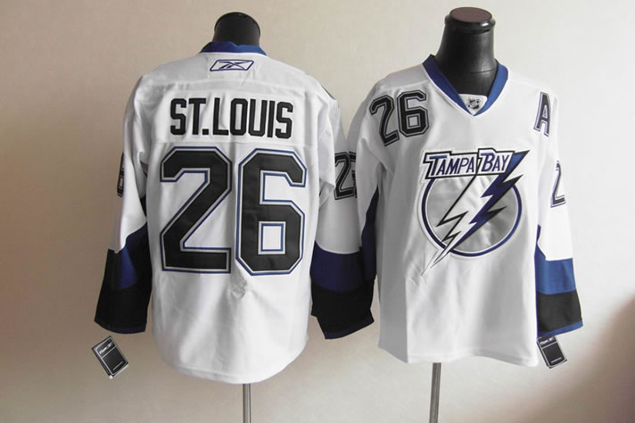 Tampa Bay Lightning #26 st.louis white with A patch Jerseys,We sell and wholesale Tampa Bay Lightning #26 st.louis white with A patch Jerseys on line form chian!