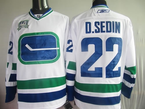 Vancouver Canucks #22 D.Sedin white with 40th patch 3rd Jerseys,We sell and wholesale Vancouver Canucks #22 D.Sedin white with 40th patch 3rd Jerseys on line form chian!