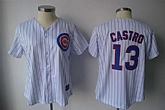 Womens Cubs #13 Castro White Strip Jerseys,baseball caps,new era cap wholesale,wholesale hats