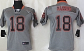 Youth Nike Denver Broncos #18 Peyton Manning Lights Out Gray Jerseys