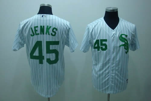chicago White Sox #45 jenks white(green strip),We sell and wholesale chicago White Sox #45 jenks white(green strip) on line form chian!