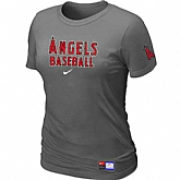 Anaheim Angeles Nike Women's D.Grey Short Sleeve Practice T-Shirt,baseball caps,new era cap wholesale,wholesale hats