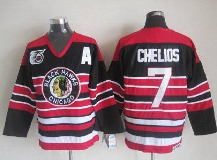 Chicago Blackhawks #7 Chelios Black With Red 75TH Jerseys,We sell and wholesale Chicago Blackhawks #7 Chelios Black With Red 75TH Jerseys on line form chian!