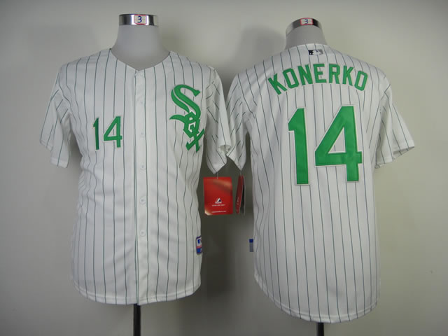 Chicago White Sox #14 Paul Konerko White With Green Pinstripe Jerseys,We sell and wholesale Chicago White Sox #14 Paul Konerko White With Green Pinstripe Jerseys on line form chian!