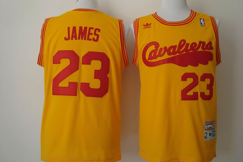 Cleveland Cavaliers #23 LeBron James Broadsword Yellow Swingman Throwback Jerseys,We sell and wholesale Cleveland Cavaliers #23 LeBron James Broadsword Yellow Swingman Throwback Jerseys on line form chian!