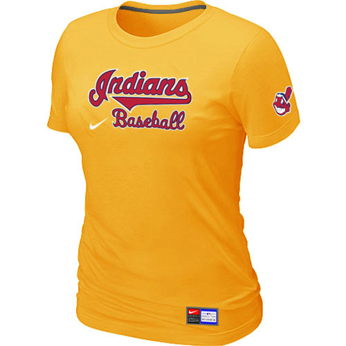 Cleveland Indians Yellow Nike Women's Short Sleeve Practice T-Shirt,We sell and wholesale Cleveland Indians Yellow Nike Women's Short Sleeve Practice T-Shirt on line form chian!
