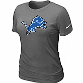 Detroit Lions D.Grey Women's Logo T-Shirt,baseball caps,new era cap wholesale,wholesale hats