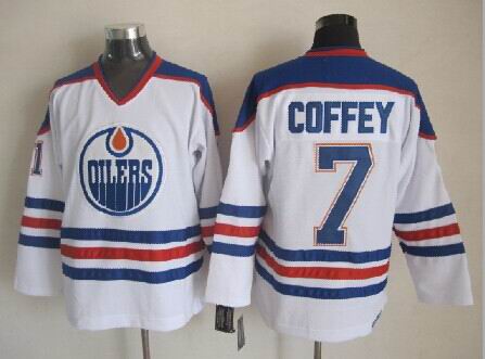 Edmonton Oilers #7 Coffey CCM Throwback White Jerseys,We sell and wholesale Edmonton Oilers #7 Coffey CCM Throwback White Jerseys on line form chian!