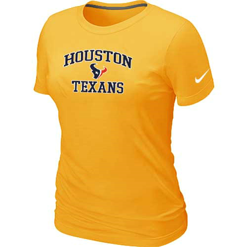 Houston Texans Women's Heart & Soul Yellow T-Shirt,We sell and wholesale Houston Texans Women's Heart & Soul Yellow T-Shirt on line form chian!