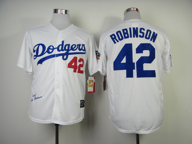 Los Angeles Dodgers #42 Jackie Robinson White 1955 Throwback  Jerseys,We sell and wholesale Los Angeles Dodgers #42 Jackie Robinson White 1955 Throwback  Jerseys on line form chian!