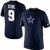 Men Nike Dallas Cowboys 9 Tony Romo Name x26 Number T-Shirt Navy Blue