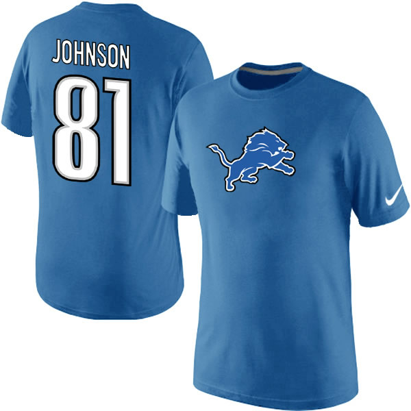 Men Nike Detroit Lions 81 Calvin Johnson Name x26 Number T-Shirt Blue,We sell and wholesale Men Nike Detroit Lions 81 Calvin Johnson Name x26 Number T-Shirt Blue on line form chian!