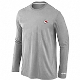 Men Nike Kansas City Chiefs Logo Long Sleeve T-Shirt Gray