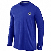 Men Nike Miami Dolphins Sideline Legend Authentic Logo Long Sleeve T-Shirt Blue