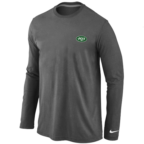Men Nike New York Jets Logo Long Sleeve T-Shirt D.Gray,We sell and wholesale Men Nike New York Jets Logo Long Sleeve T-Shirt D.Gray on line form chian!