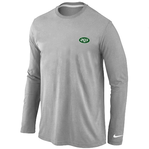 Men Nike New York Jets Logo Long Sleeve T-Shirt Gray,We sell and wholesale Men Nike New York Jets Logo Long Sleeve T-Shirt Gray on line form chian!