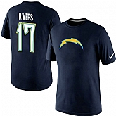 Men Nike San Diego Chargers 17 Phillip Rivers Name x26 Number T-Shirt D.Blue,baseball caps,new era cap wholesale,wholesale hats