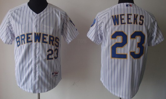 Milwaukee Brewers #23 Rickie Weeks White Pinstripe Jerseys,We sell and wholesale Milwaukee Brewers #23 Rickie Weeks White Pinstripe Jerseys on line form chian!