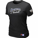 Milwaukee Brewers Nike Women's Black Short Sleeve Practice T-Shirt,baseball caps,new era cap wholesale,wholesale hats