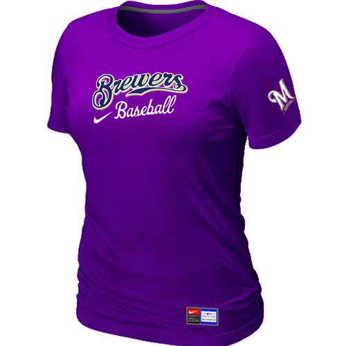 Milwaukee Brewers Nike Women's Purple Short Sleeve Practice T-Shirt,We sell and wholesale Milwaukee Brewers Nike Women's Purple Short Sleeve Practice T-Shirt on line form chian!