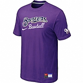 Milwaukee Brewers Purple Nike Short Sleeve Practice T-Shirt,baseball caps,new era cap wholesale,wholesale hats