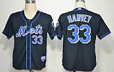 New York Mets #33 Matt Harvey Black Jerseys