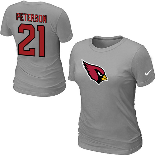 Nike Arizona Cardinals 21 peterson Name & Number Women's T-Shirt Grey,We sell and wholesale Nike Arizona Cardinals 21 peterson Name & Number Women's T-Shirt Grey on line form chian!