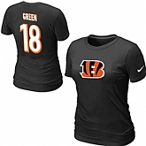 Nike Cincinnati Bengals 18 A.J. Green Name & Number Women's T-Shirt Black,baseball caps,new era cap wholesale,wholesale hats