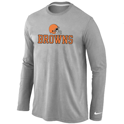 Nike Cleveland Browns Authentic Logo Long Sleeve T-Shirt Gray,We sell and wholesale Nike Cleveland Browns Authentic Logo Long Sleeve T-Shirt Gray on line form chian!