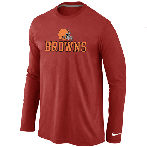 Nike Cleveland Browns Authentic Logo Long Sleeve T-Shirt Red,We sell and wholesale Nike Cleveland Browns Authentic Logo Long Sleeve T-Shirt Red on line form chian!