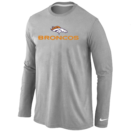 Nike Denver Broncos Authentic Logo Long Sleeve T-Shirt Gray,We sell and wholesale Nike Denver Broncos Authentic Logo Long Sleeve T-Shirt Gray on line form chian!