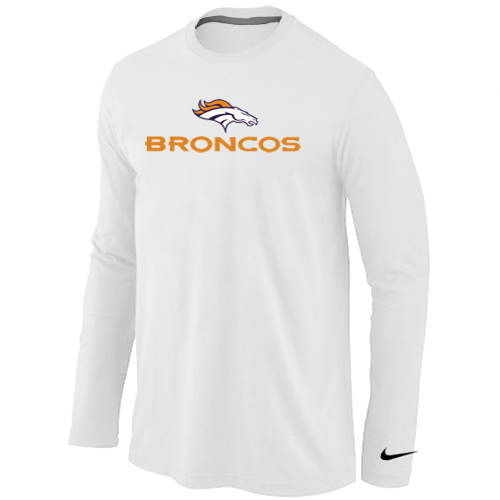 Nike Denver Broncos Authentic Logo Long Sleeve T-Shirt White,We sell and wholesale Nike Denver Broncos Authentic Logo Long Sleeve T-Shirt White on line form chian!