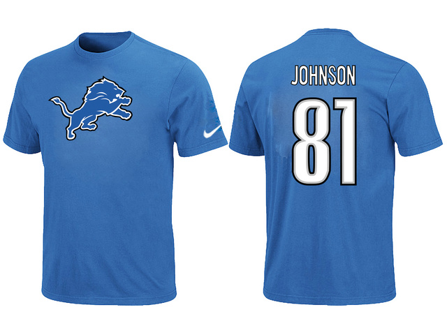 Nike Detroit Lions 81 Calvin Johnson Name & Number T-Shirt Blue,We sell and wholesale Nike Detroit Lions 81 Calvin Johnson Name & Number T-Shirt Blue on line form chian!