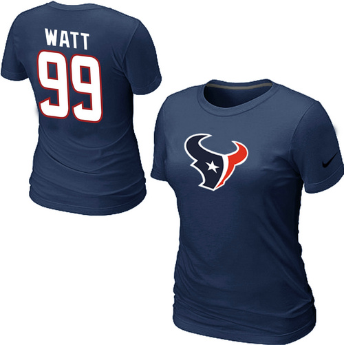 Nike Houston Texans 99 Watt Name & Number D.Blue Women's T-Shirt,We sell and wholesale Nike Houston Texans 99 Watt Name & Number D.Blue Women's T-Shirt on line form chian!
