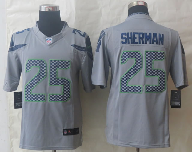 Nike Limited Seattle Seahawks #25 Sherman Grey Jerseys,We sell and wholesale Nike Limited Seattle Seahawks #25 Sherman Grey Jerseys on line form chian!