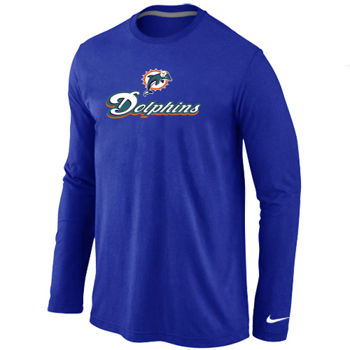 Nike Miami Dolphins Authentic Logo Long Sleeve T-Shirt Blue,We sell and wholesale Nike Miami Dolphins Authentic Logo Long Sleeve T-Shirt Blue on line form chian!