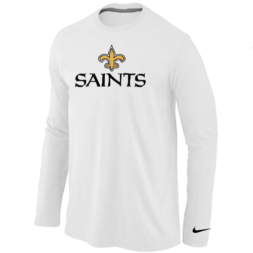 Nike New Orleans Sains Authentic Logo Long Sleeve T-Shirt White,We sell and wholesale Nike New Orleans Sains Authentic Logo Long Sleeve T-Shirt White on line form chian!