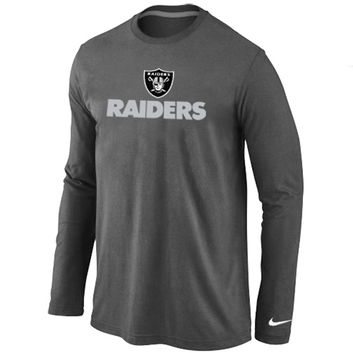Nike Oakland Raiders Authentic Logo Long Sleeve T-Shirt D.Gray,We sell and wholesale Nike Oakland Raiders Authentic Logo Long Sleeve T-Shirt D.Gray on line form chian!