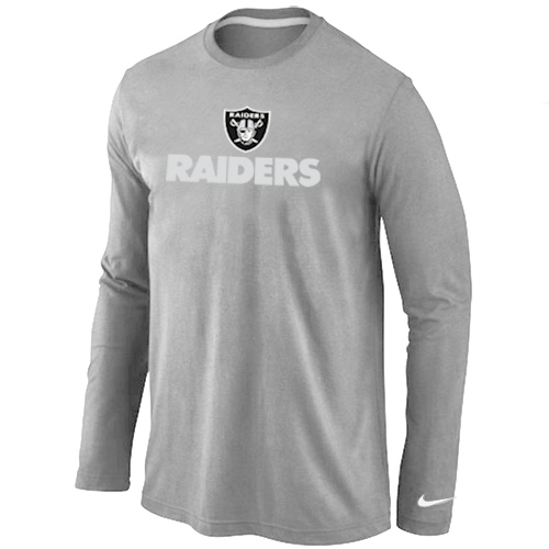 Nike Oakland Raiders Authentic Logo Long Sleeve T-Shirt Gray,We sell and wholesale Nike Oakland Raiders Authentic Logo Long Sleeve T-Shirt Gray on line form chian!